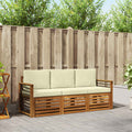 vidaXL Zestawy sof 3 pcs Naturalny i Kremowy Lite Drewno Akacji