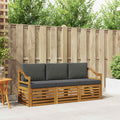 vidaXL Zestawy sof 3 pcs Naturalny i Antracytowy Lite Drewno Akacji
