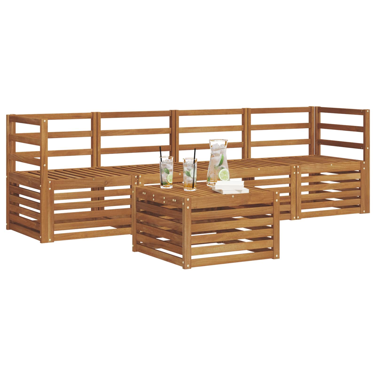 vidaXL Zestawy sof 5 pcs Naturalny Lite Drewno Akacji