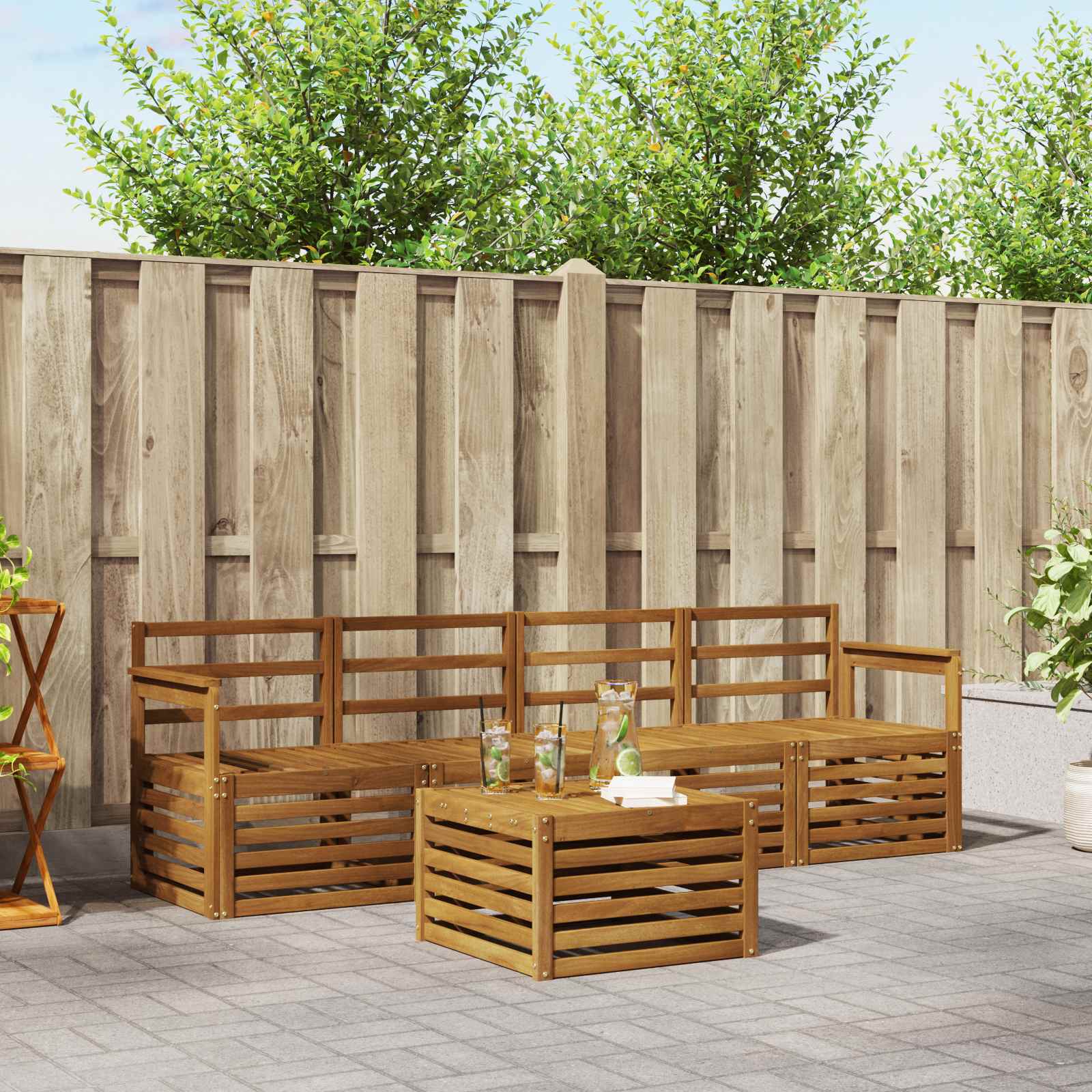 vidaXL Zestawy sof 5 pcs Naturalny Lite Drewno Akacji