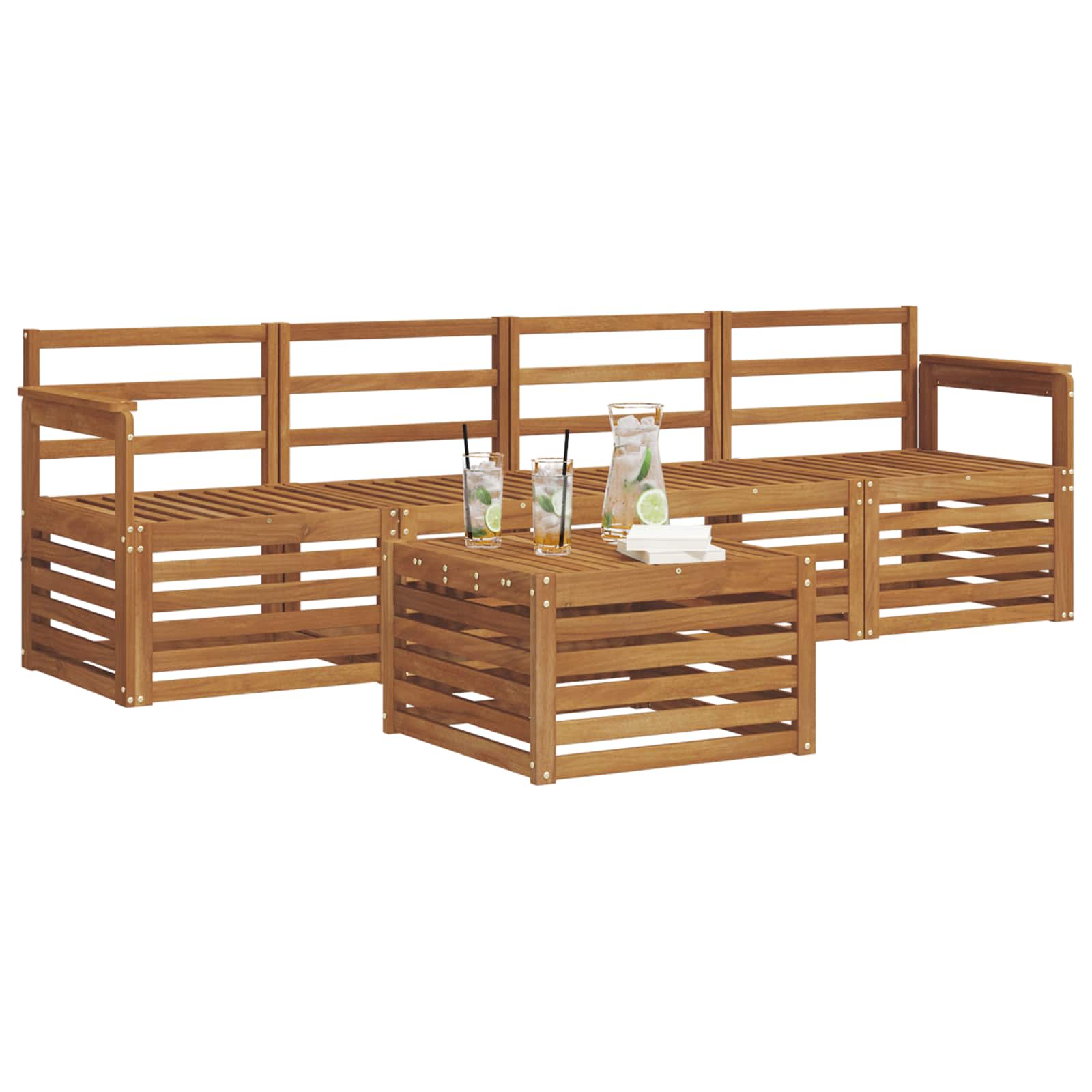 vidaXL Zestawy sof 5 pcs Naturalny Lite Drewno Akacji
