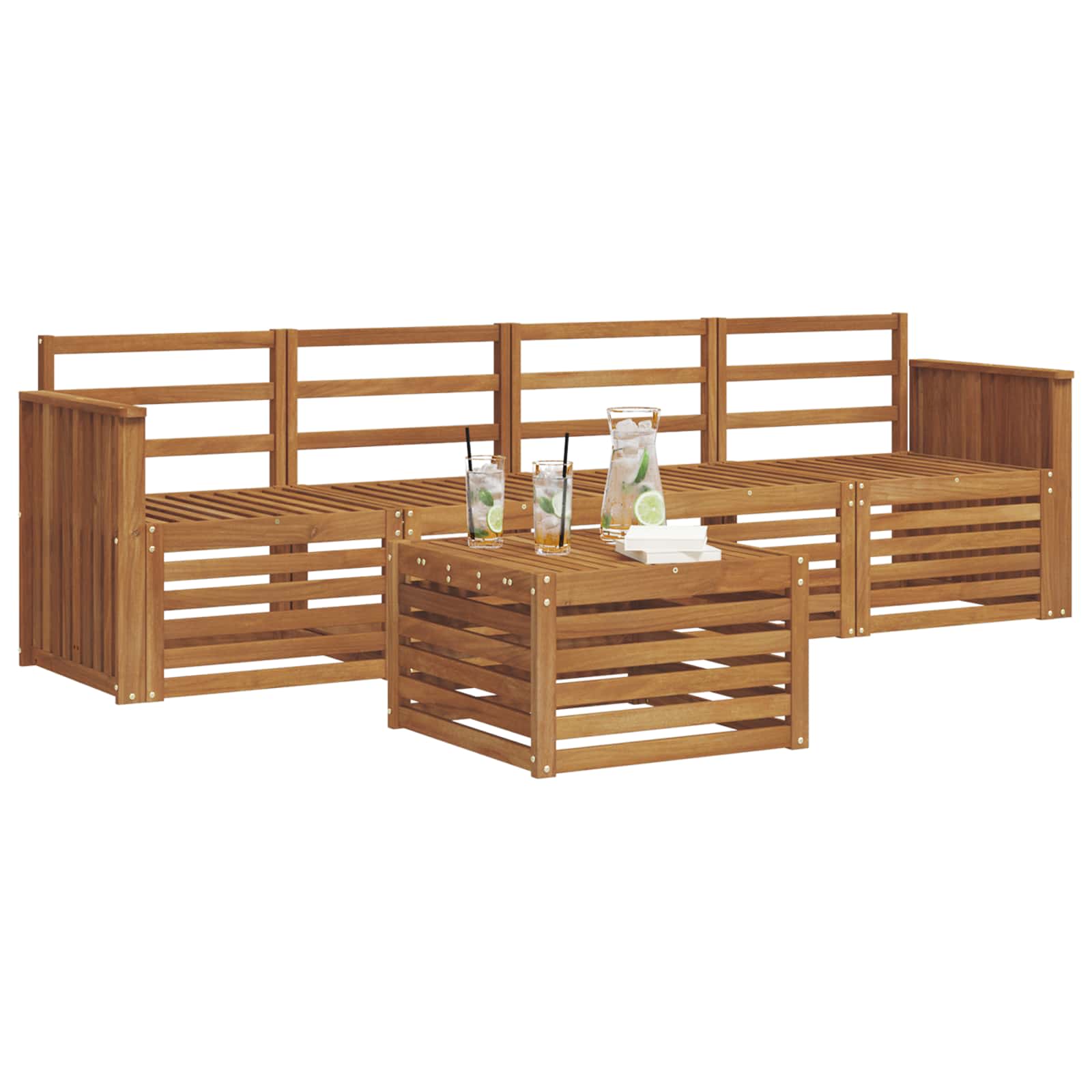 vidaXL Zestawy sof 5 pcs Naturalny Lite Drewno Akacji