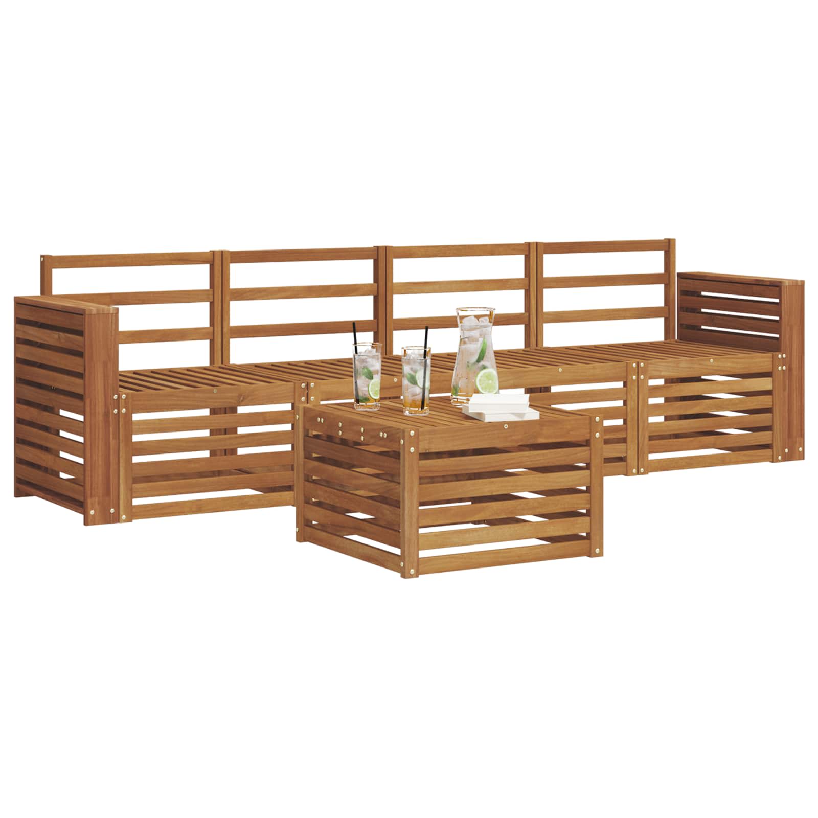 vidaXL Zestawy sof 5 pcs Naturalny Lite Drewno Akacji