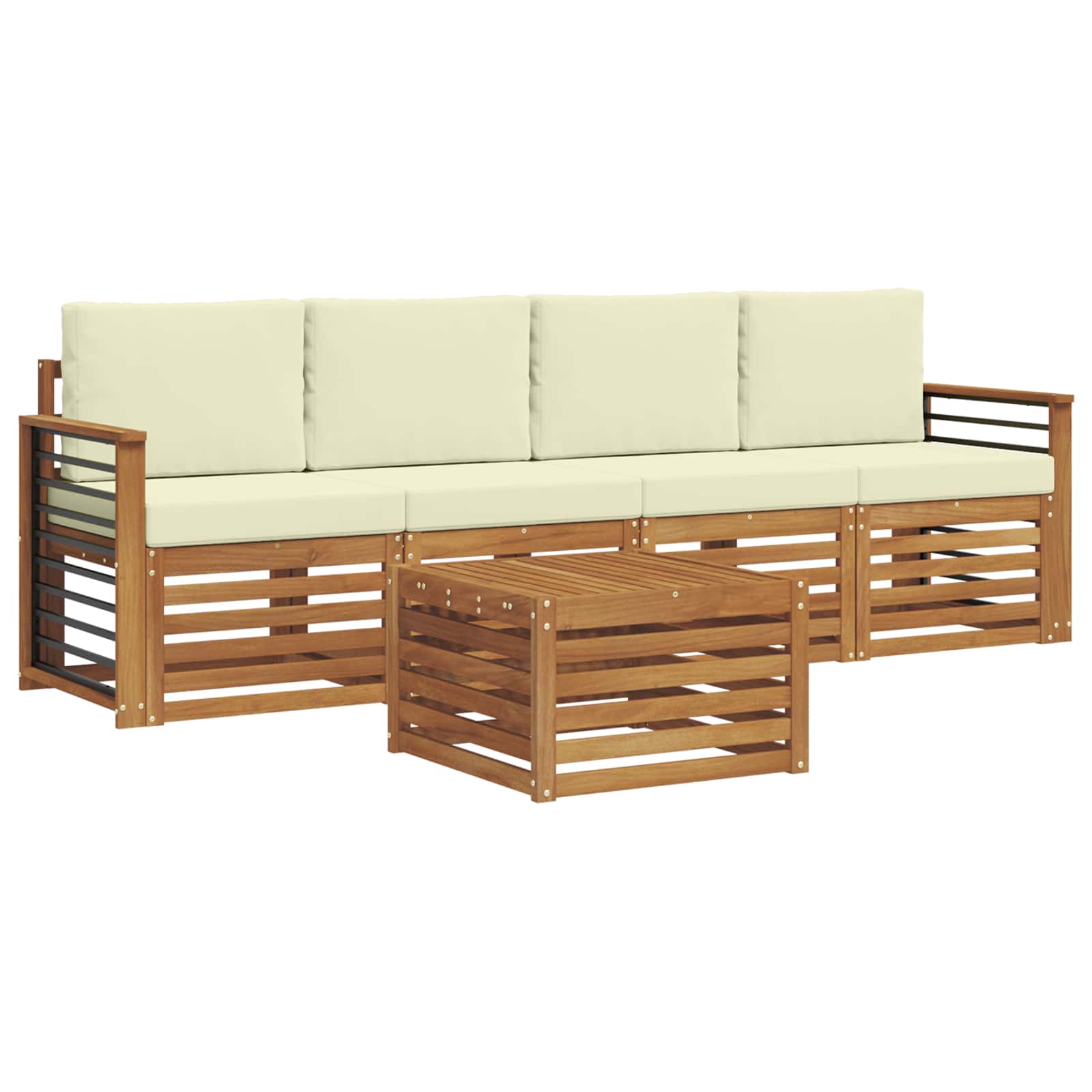 vidaXL Zestaw sof na zewnątrz z poduszką 5 pcs Naturalny i Kremowy