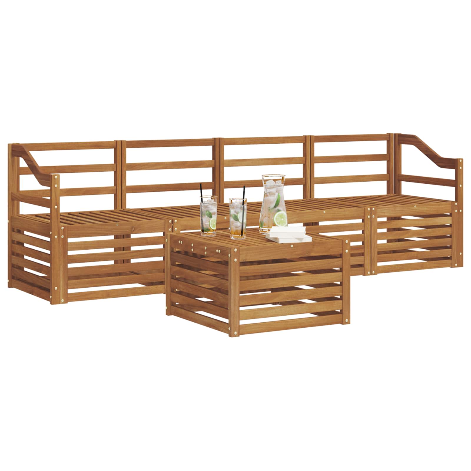 vidaXL Zestawy sof 5 pcs Naturalny Lite Drewno Akacji