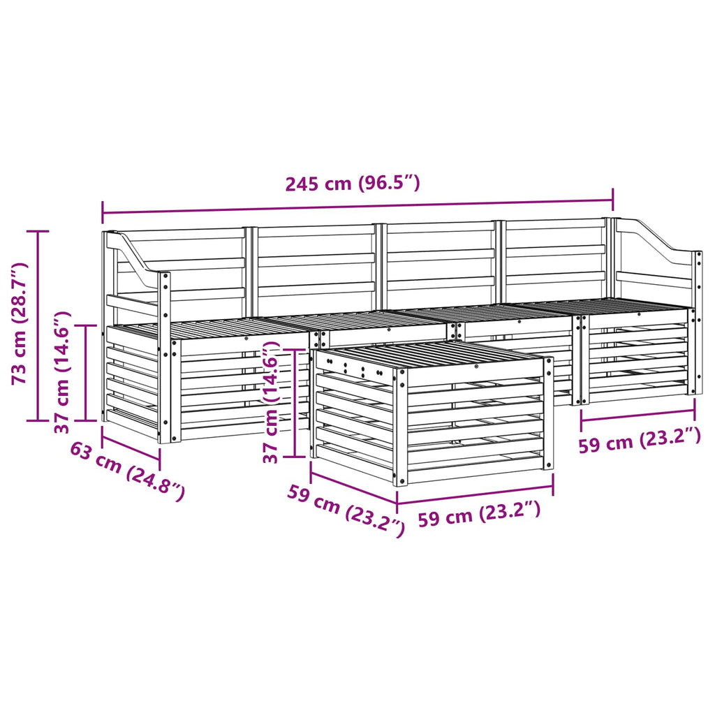 vidaXL Zestawy sof 5 pcs Naturalny Lite Drewno Akacji