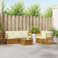 vidaXL Zestawy sof 6 pcs Naturalny i Kremowy Lite Drewno Akacji