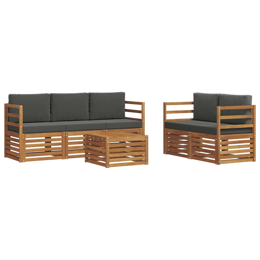 vidaXL Zestawy sof 6 pcs Naturalny i Antracytowy Lite Drewno Akacji