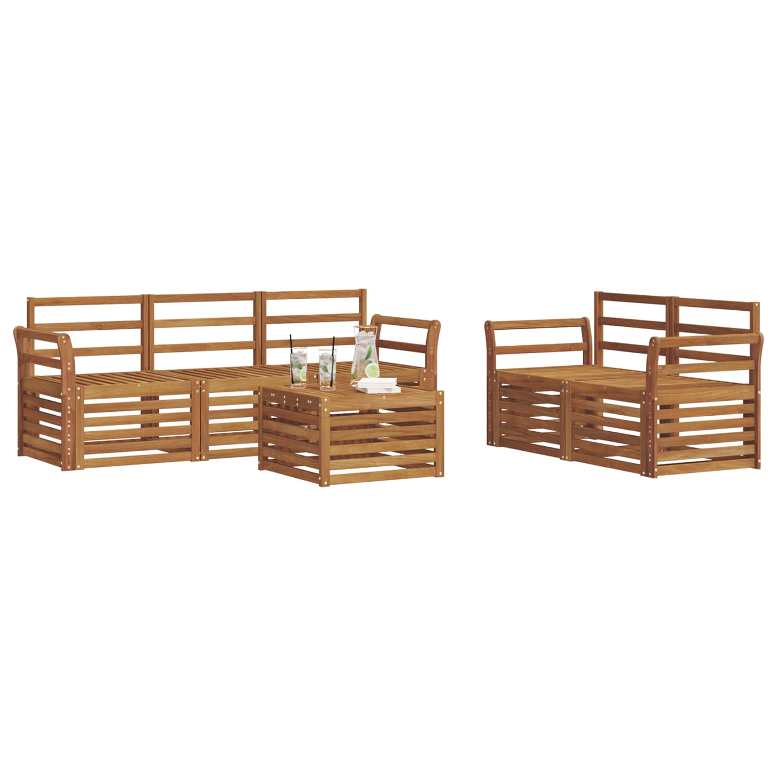 vidaXL Zestawy sof 6 pcs Naturalny Lite Drewno Akacji