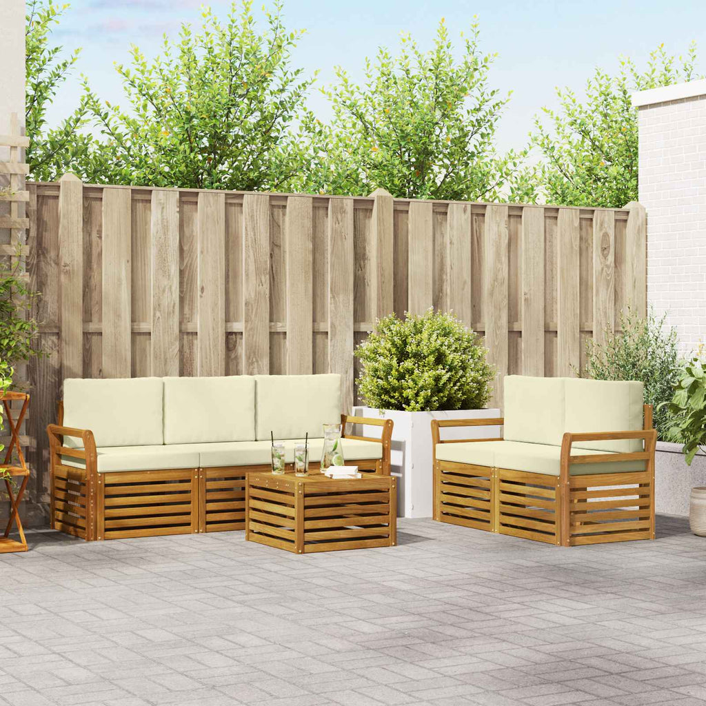 vidaXL Zestawy sof 6 pcs Naturalny i Kremowy Lite Drewno Akacji