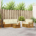 vidaXL Zestawy sof 6 pcs Naturalny i Kremowy Lite Drewno Akacji