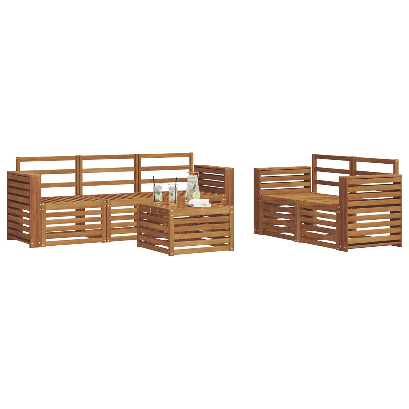 vidaXL Zestawy sof 6 pcs Naturalny Lite Drewno Akacji