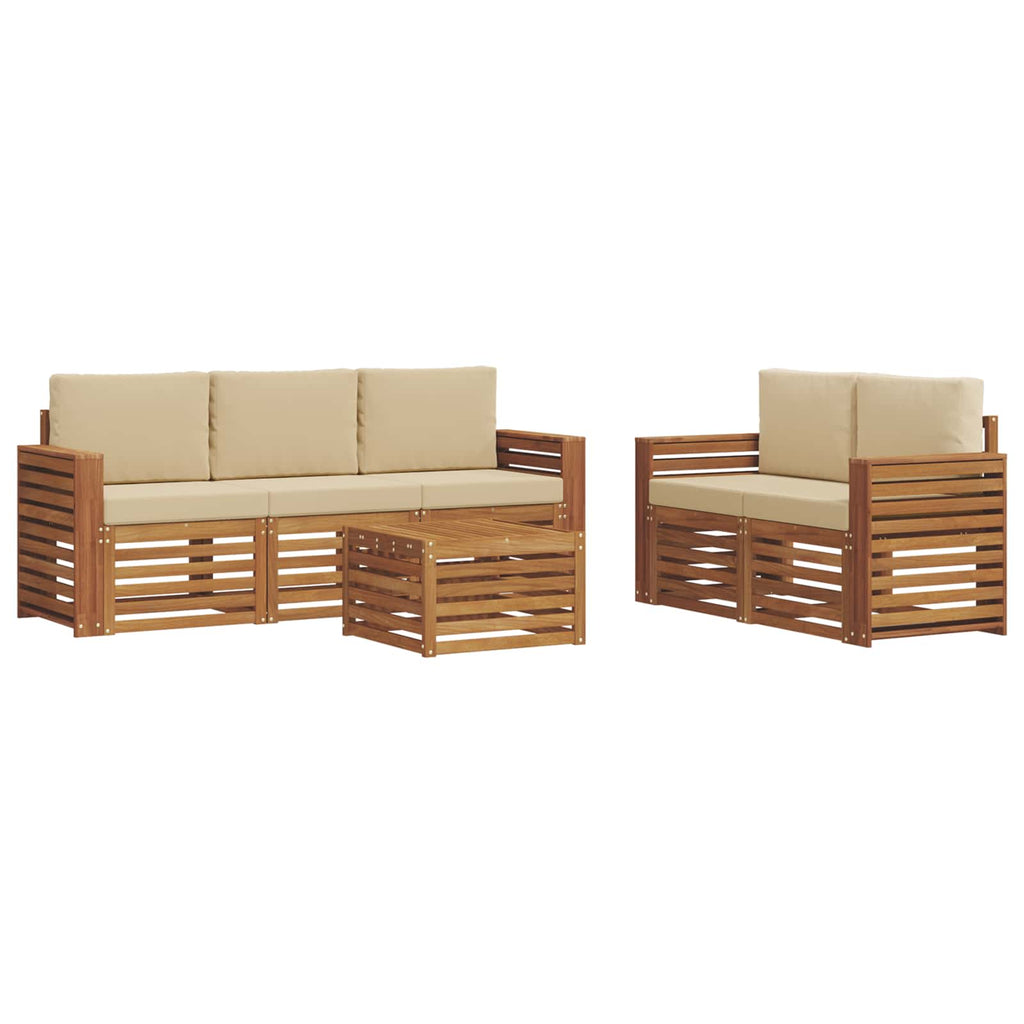 vidaXL Zestawy sof 6 pcs Naturalny i Beżowy Lite Drewno Akacji