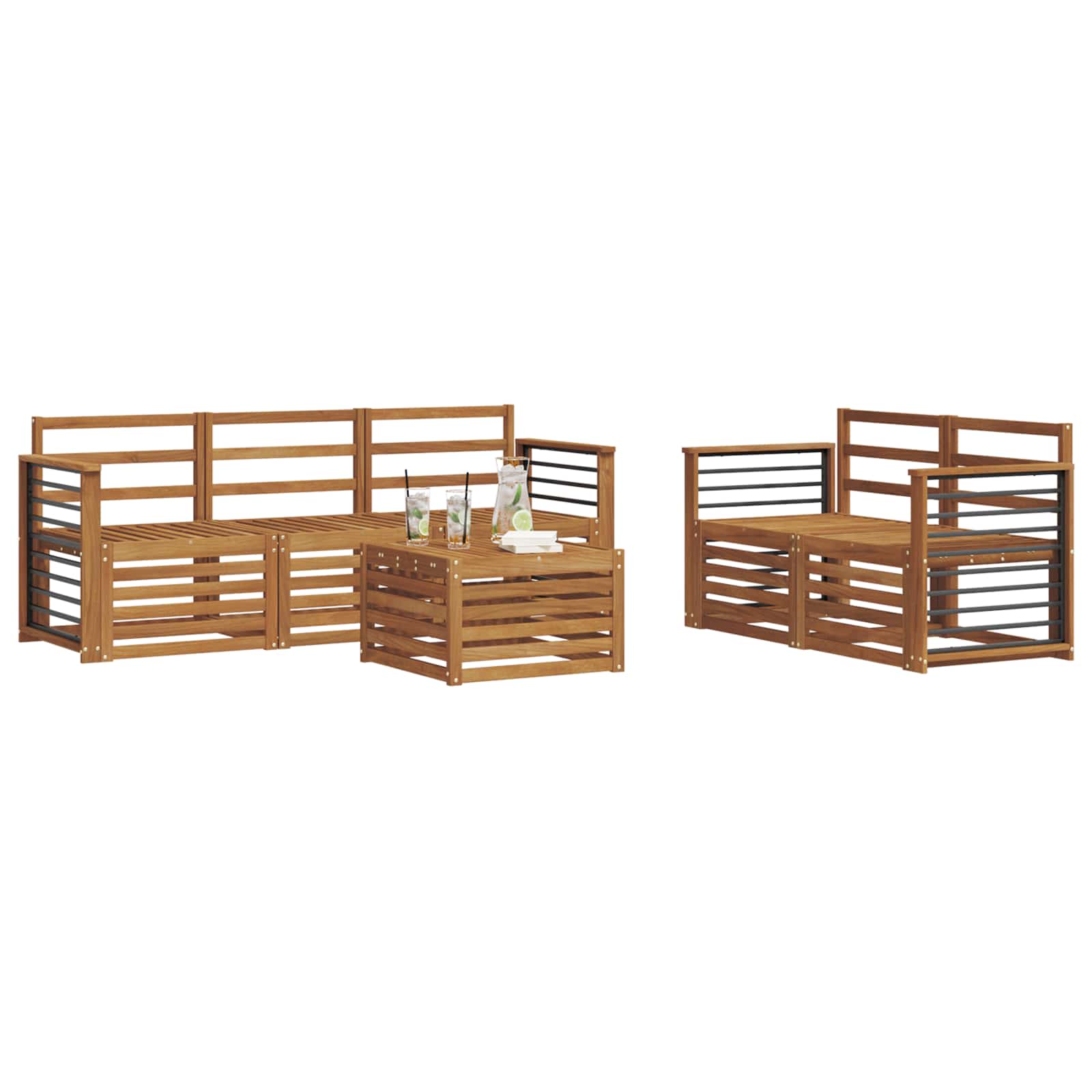vidaXL Zestawy sof 6 pcs Naturalny Lite Drewno Akacji