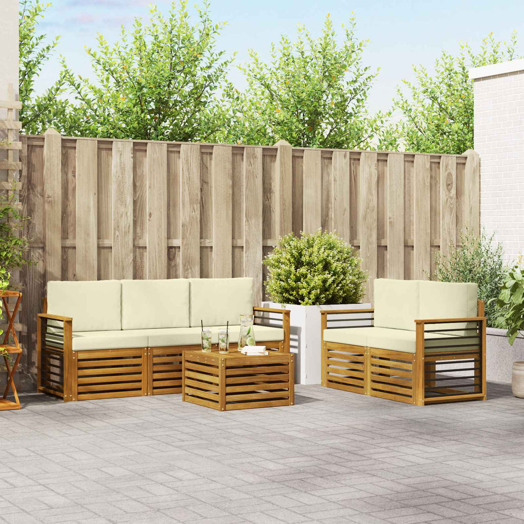 vidaXL Zestawy sof 6 pcs Naturalny i Kremowy Lite Drewno Akacji