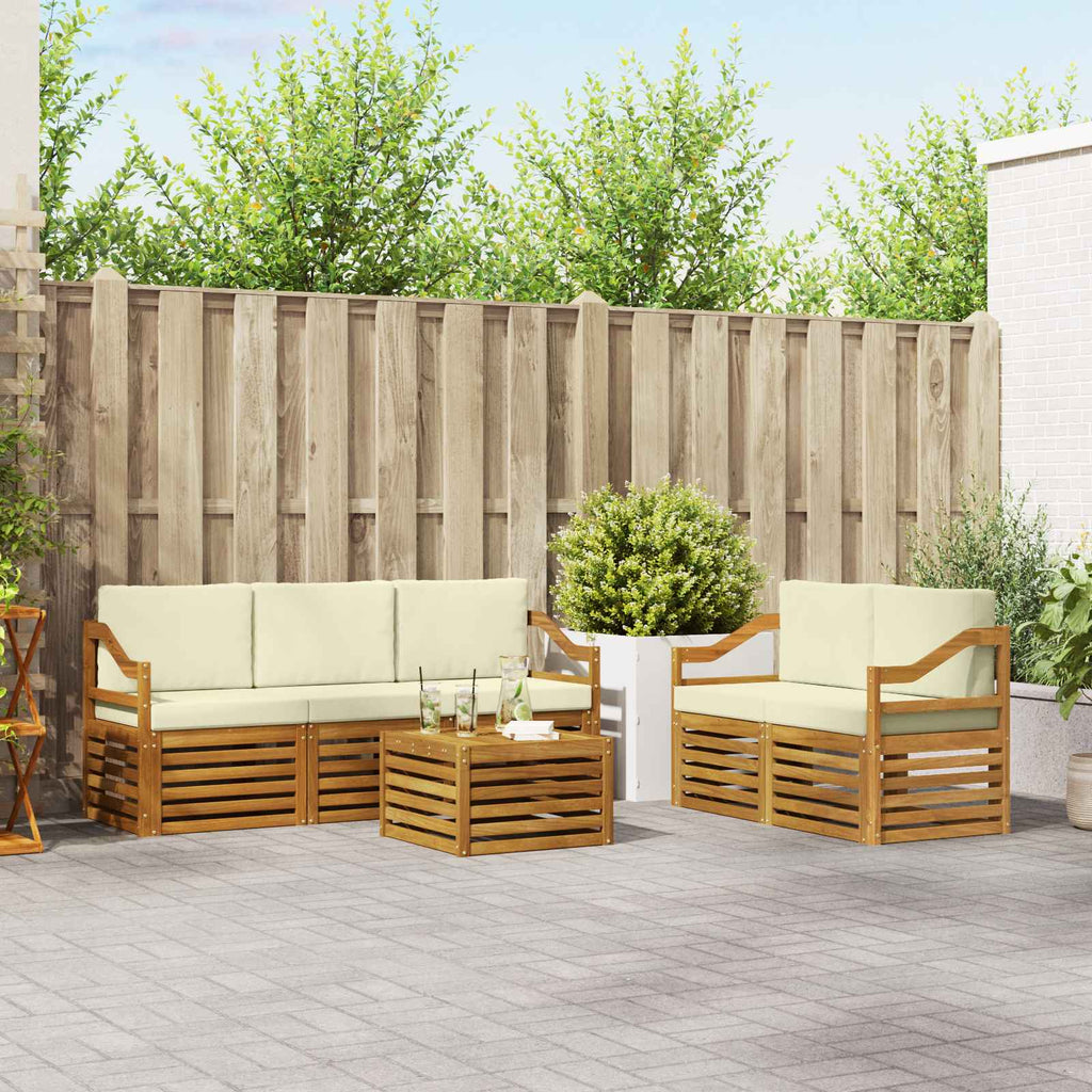 vidaXL Zestawy sof 6 pcs Naturalny i Kremowy Lite Drewno Akacji