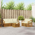 vidaXL Zestawy sof 6 pcs Naturalny i Kremowy Lite Drewno Akacji