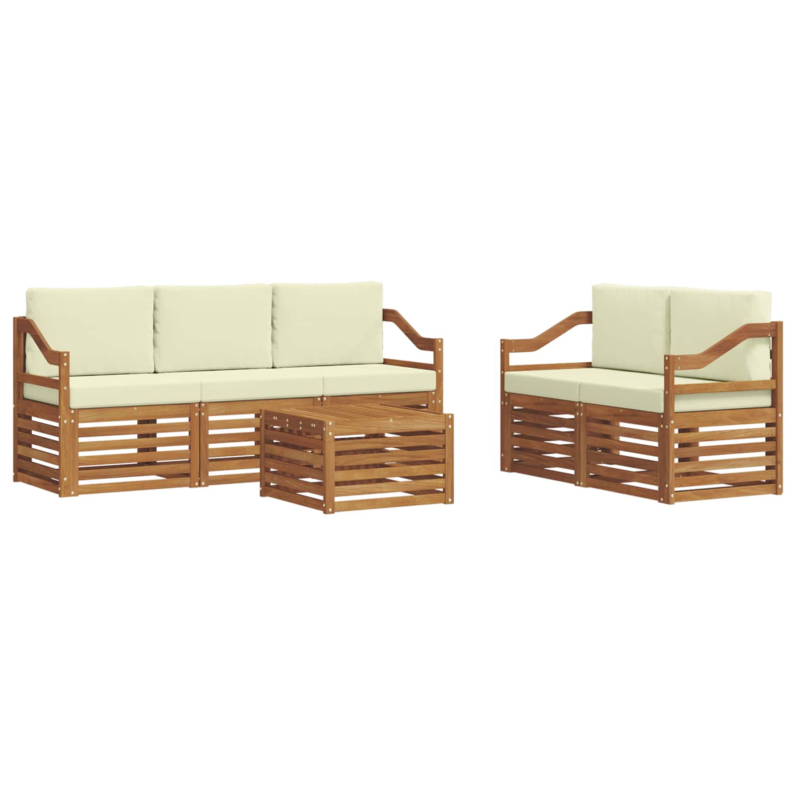 vidaXL Zestawy sof 6 pcs Naturalny i Kremowy Lite Drewno Akacji