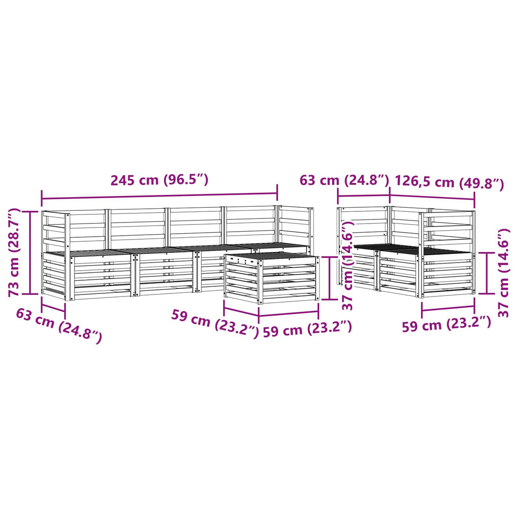 vidaXL Zestaw sof na zewnątrz 7 pcs Naturalny Lite Drewno Akacji