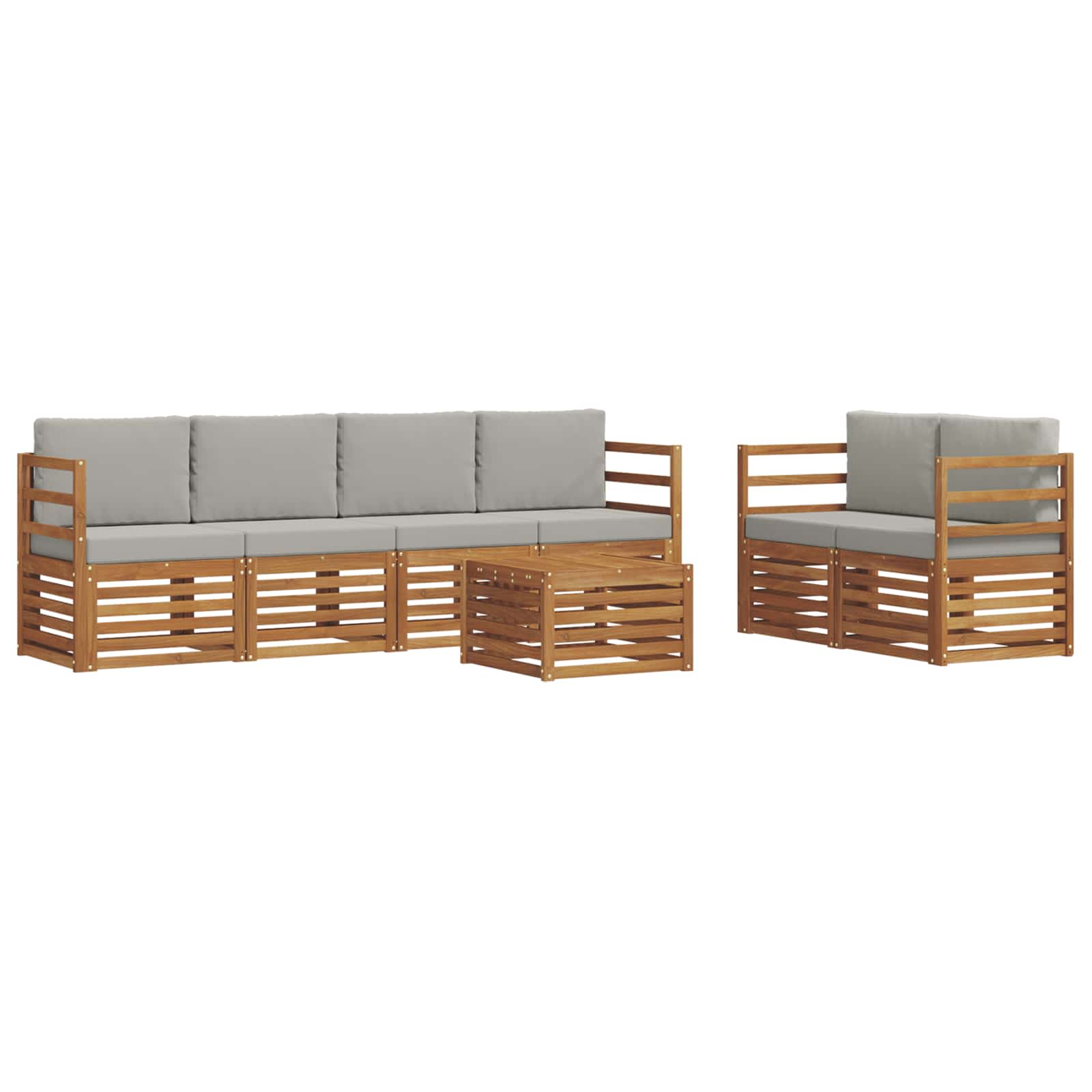 vidaXL Zestaw sof na zewnątrz z poduszką 7 pcs Naturalny i Jasny Szary