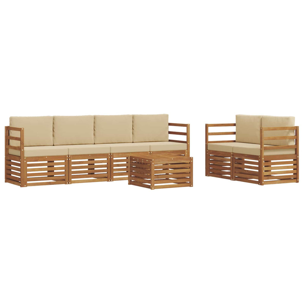 vidaXL Zestaw sof na zewnątrz z poduszką 7 pcs Naturalny i Beżowy