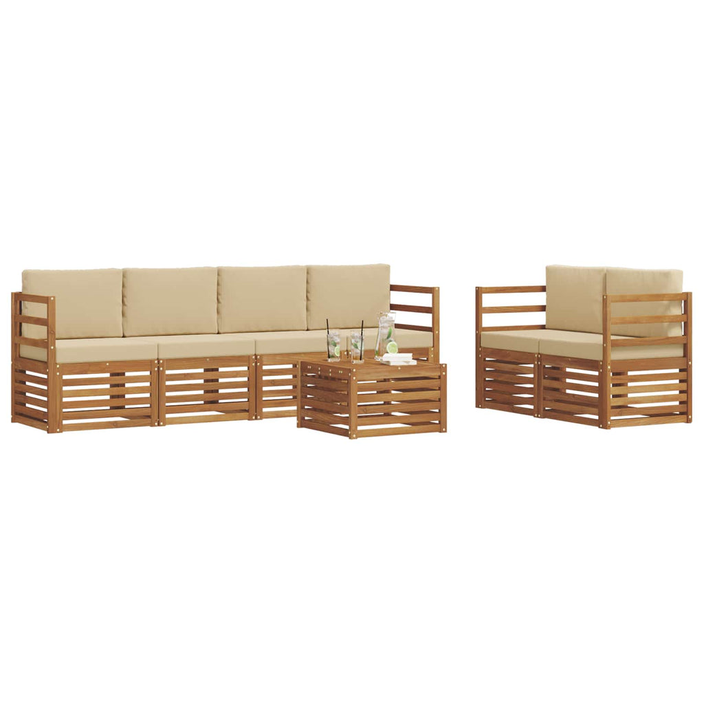 vidaXL Zestaw sof na zewnątrz z poduszką 7 pcs Naturalny i Beżowy