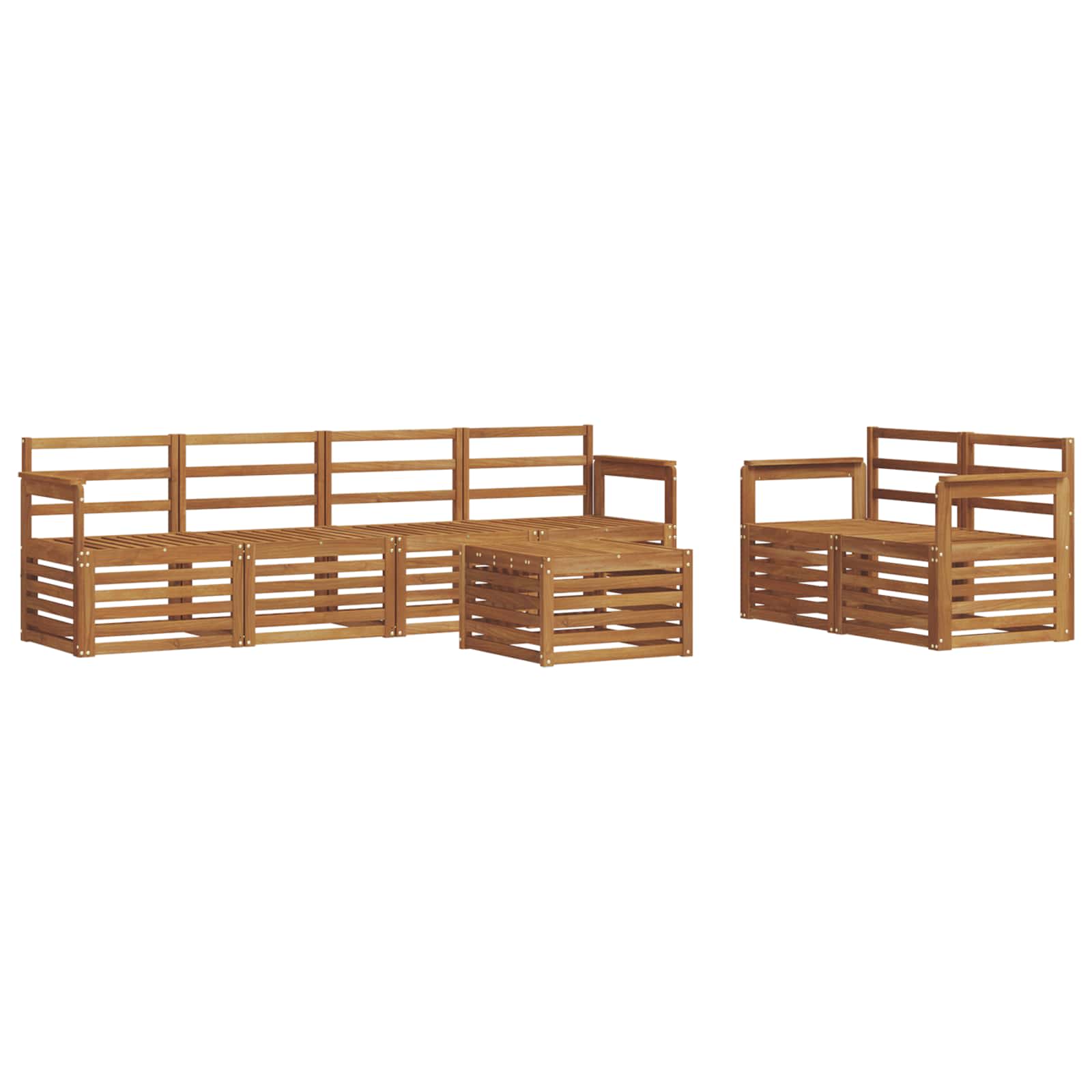 vidaXL Zestaw sof na zewnątrz 7 pcs Naturalny Lite Drewno Akacji