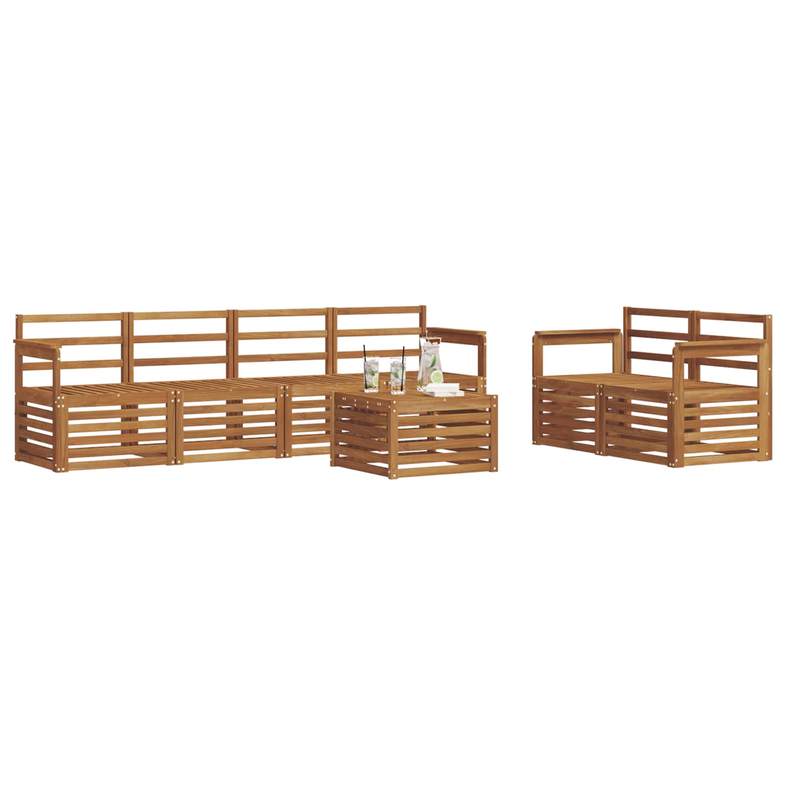 vidaXL Zestaw sof na zewnątrz 7 pcs Naturalny Lite Drewno Akacji