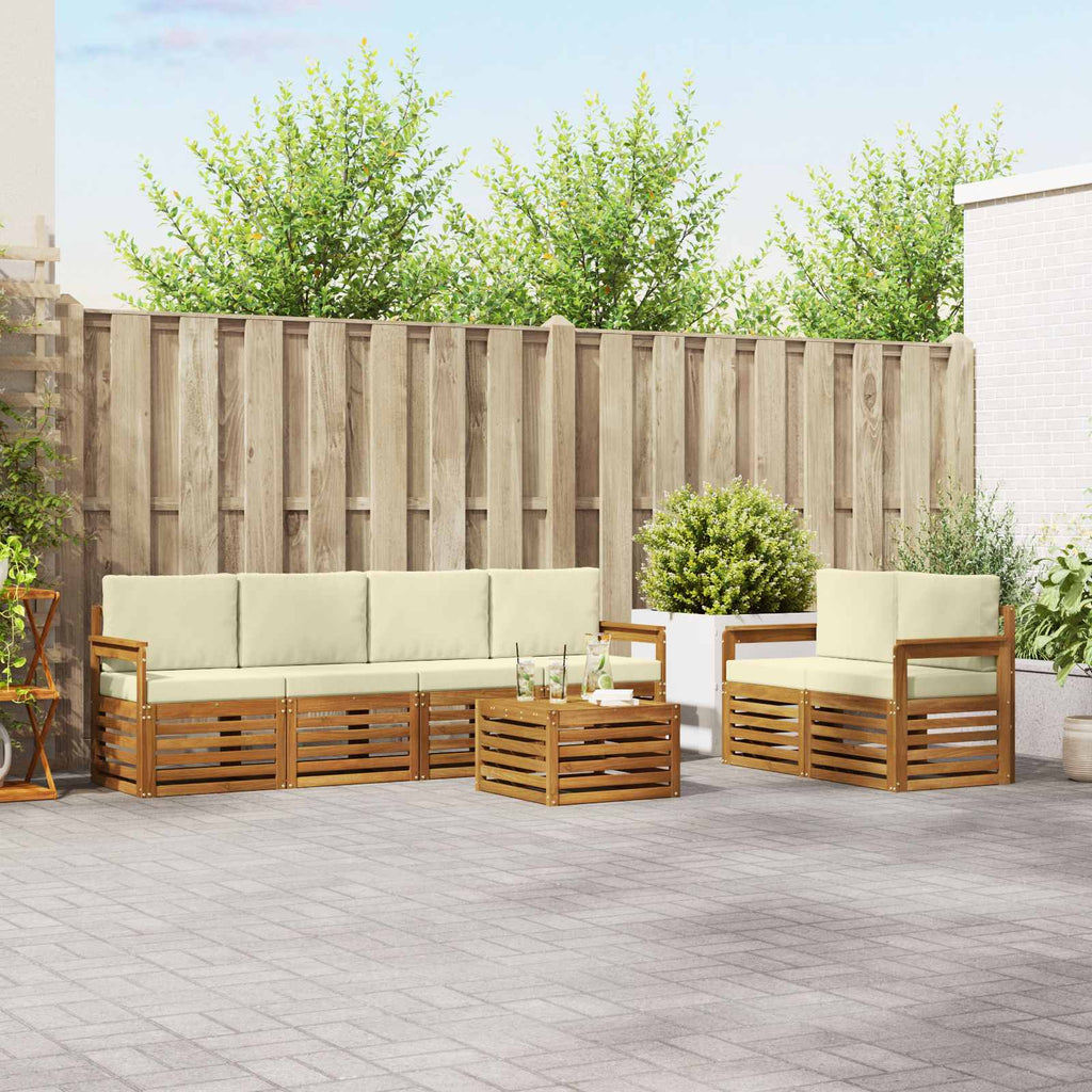 vidaXL Zestaw sof na zewnątrz z poduszką 7 pcs Naturalny i Kremowy