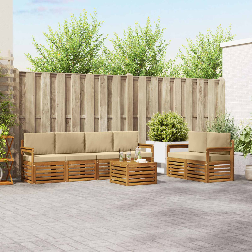 vidaXL Zestaw sof na zewnątrz z poduszką 7 pcs Naturalny i Beżowy