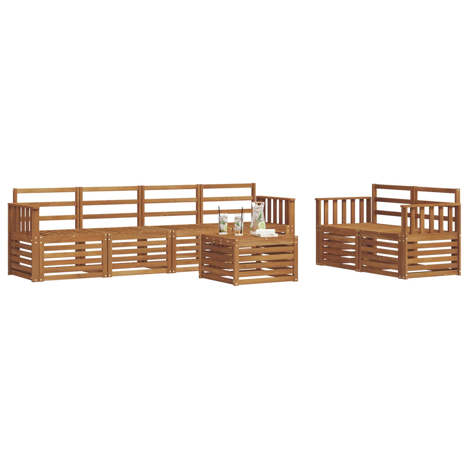 vidaXL Zestaw sof na zewnątrz 7 pcs Naturalny Lite Drewno Akacji