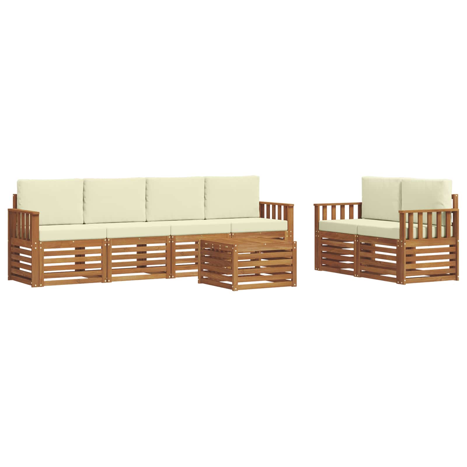 vidaXL Zestaw sof na zewnątrz z poduszką 7 pcs Naturalny i Kremowy