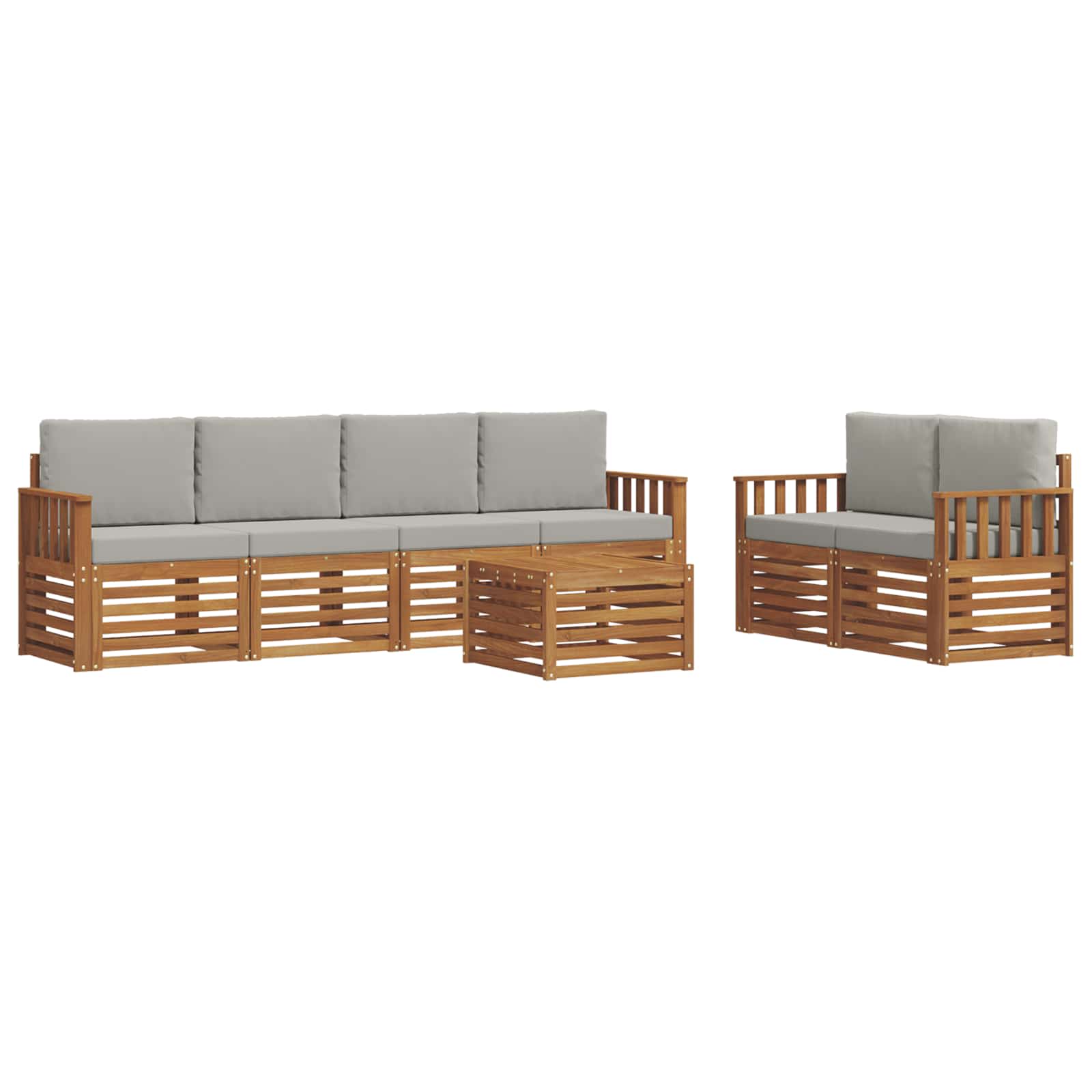 vidaXL Zestaw sof na zewnątrz z poduszką 7 pcs Naturalny i Jasny Szary
