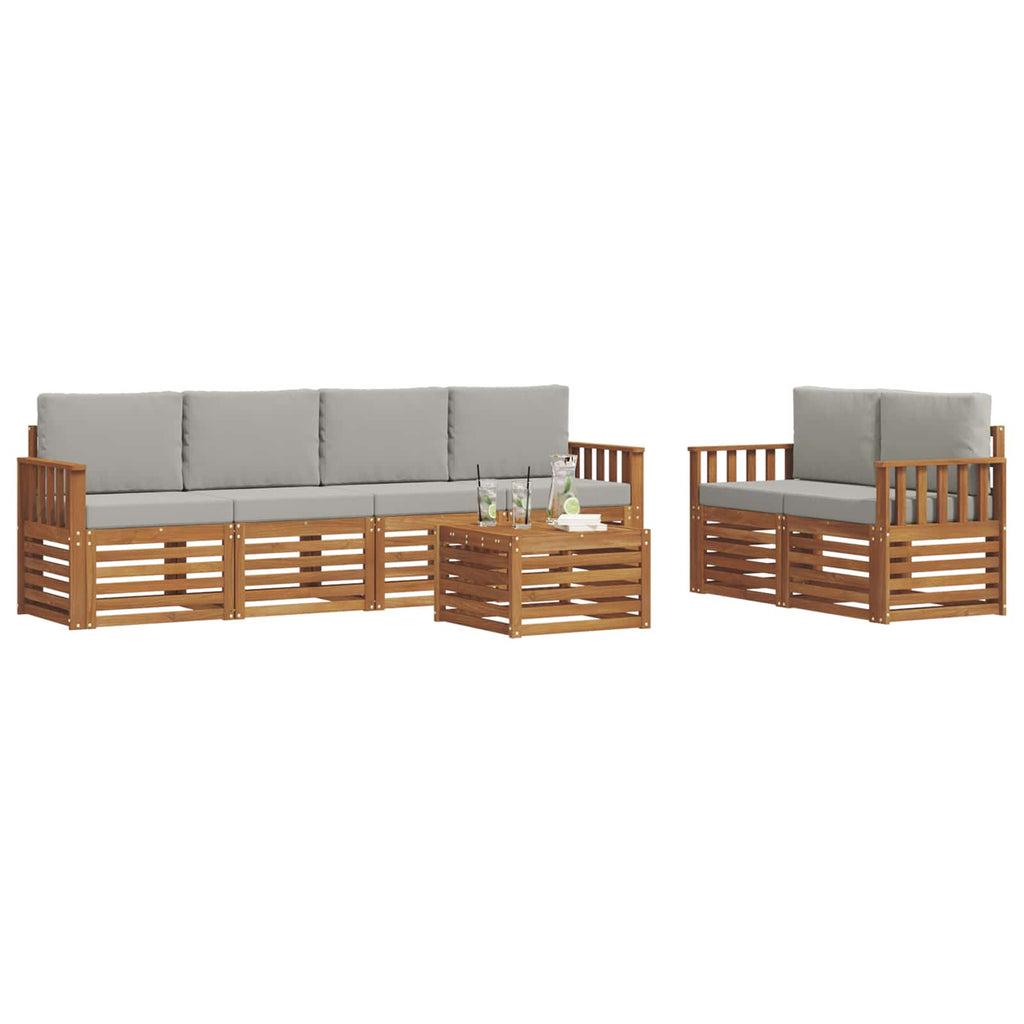 vidaXL Zestaw sof na zewnątrz z poduszką 7 pcs Naturalny i Jasny Szary