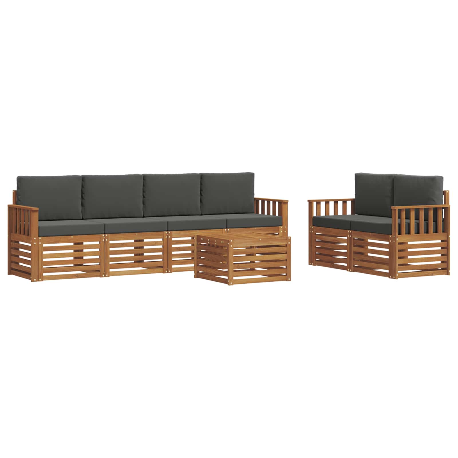 vidaXL Zestaw sof na zewnątrz z poduszką 7 pcs Naturalny i Antracytowy
