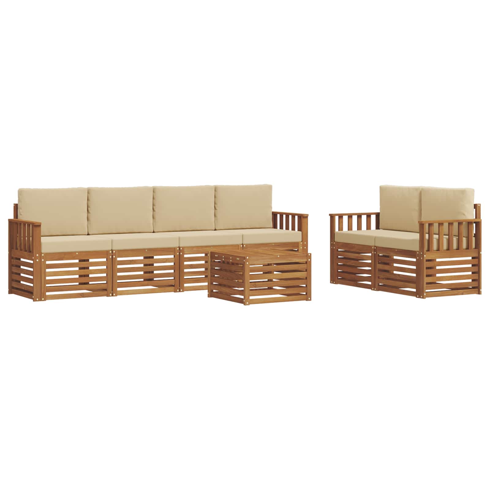 vidaXL Zestaw sof na zewnątrz z poduszką 7 pcs Naturalny i Beżowy