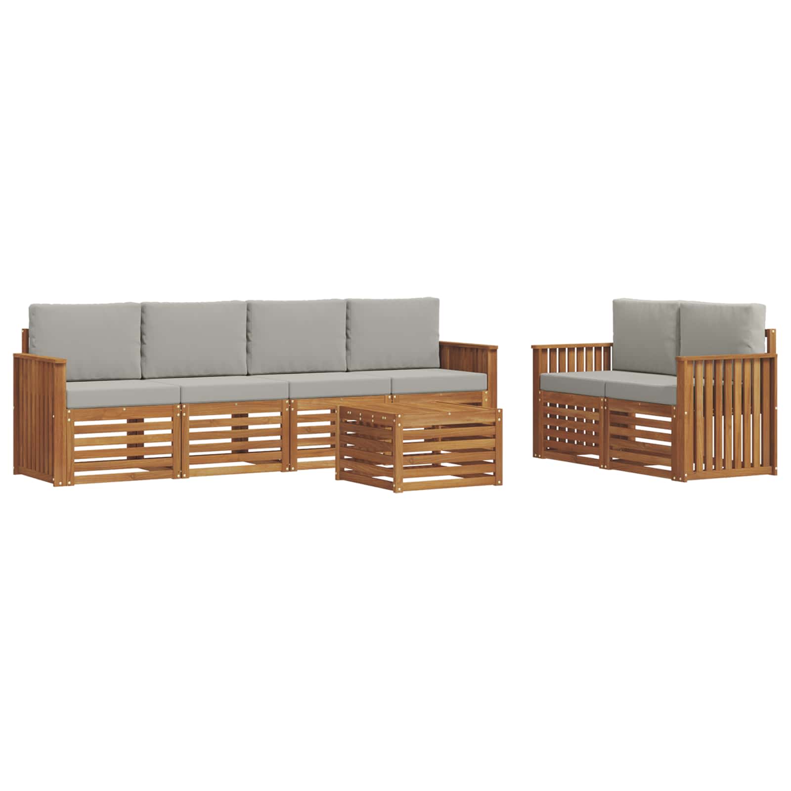 vidaXL Zestaw sof na zewnątrz z poduszką 7 pcs Naturalny i Jasny Szary