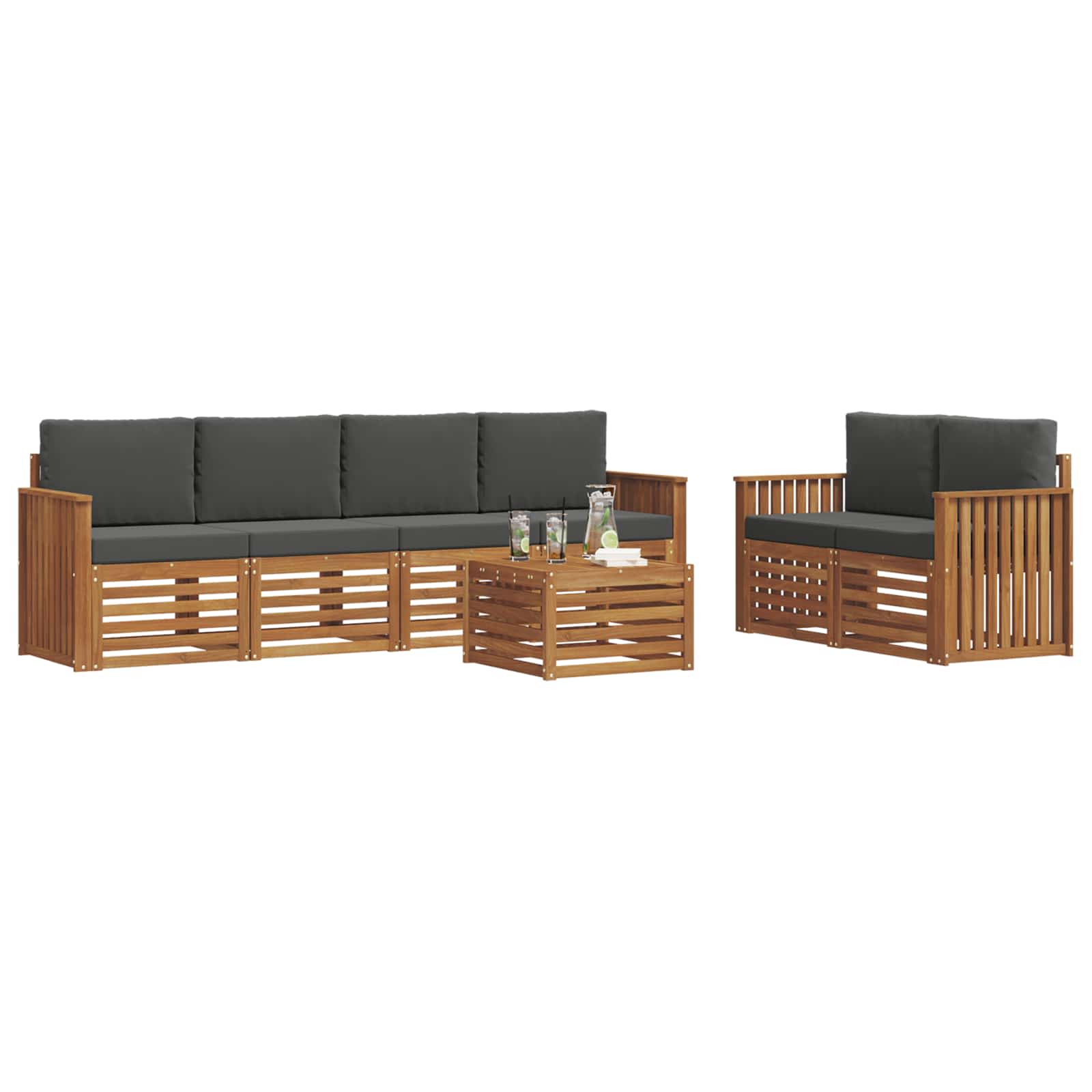 vidaXL Zestaw sof na zewnątrz z poduszką 7 pcs Naturalny i Antracytowy