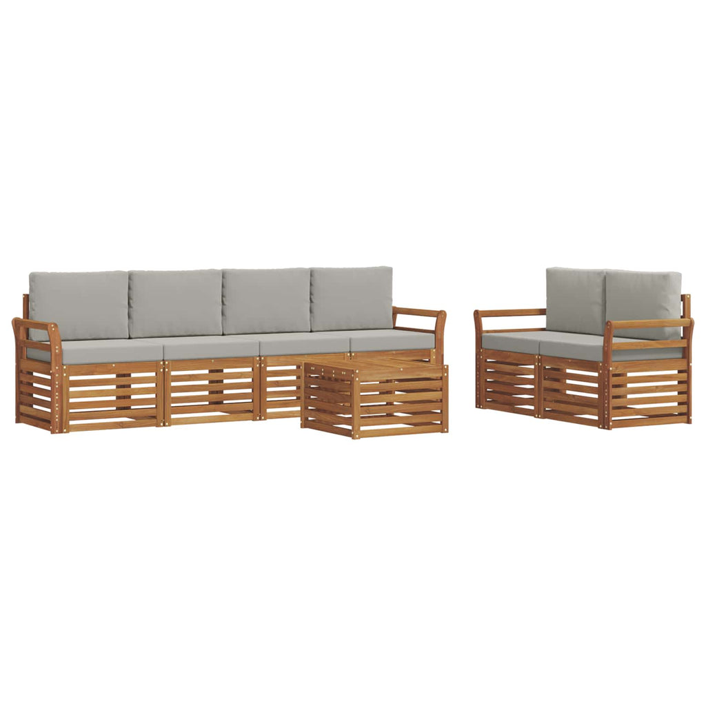 vidaXL Zestaw sof na zewnątrz 7 pcs Naturalny i Jasny Szary