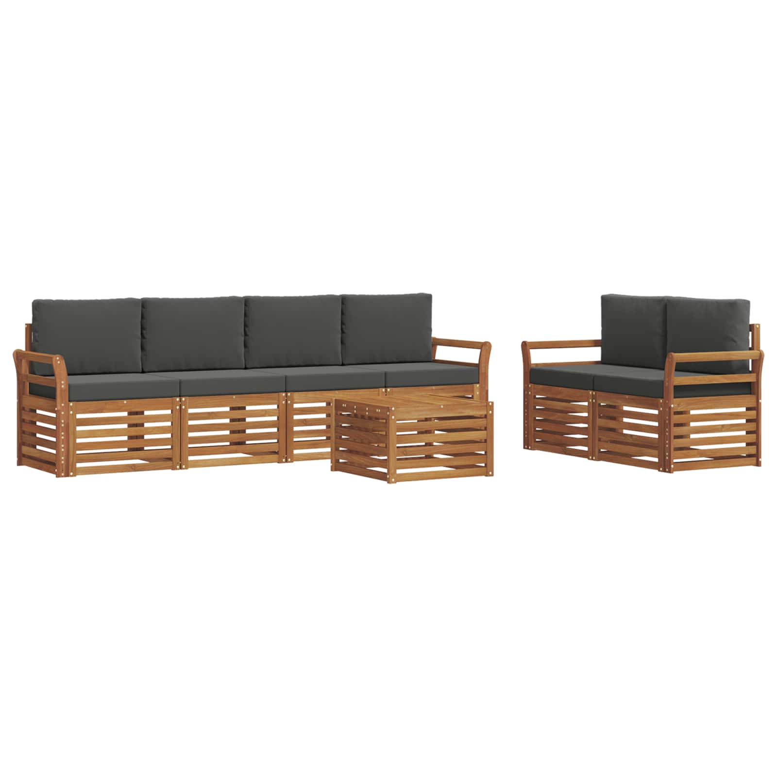 vidaXL Zestaw sof na zewnątrz z poduszką 7 pcs Naturalny i Antracytowy