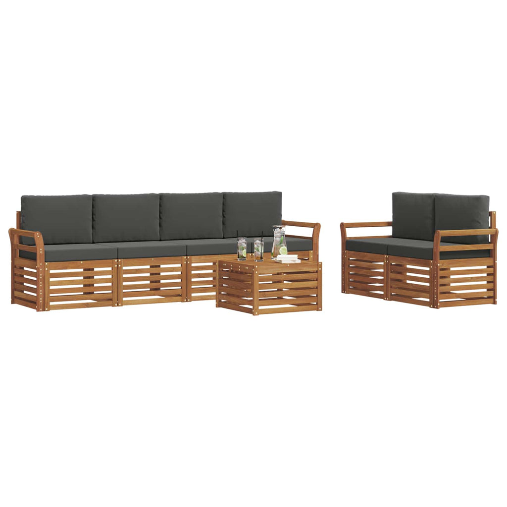vidaXL Zestaw sof na zewnątrz z poduszką 7 pcs Naturalny i Antracytowy