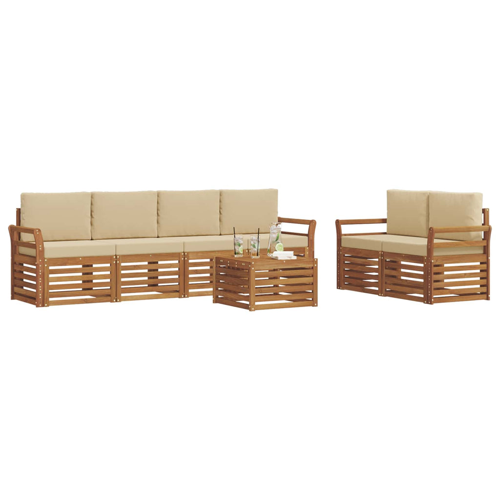 vidaXL Zestaw sof na zewnątrz z poduszką 7 pcs Naturalny i Beżowy