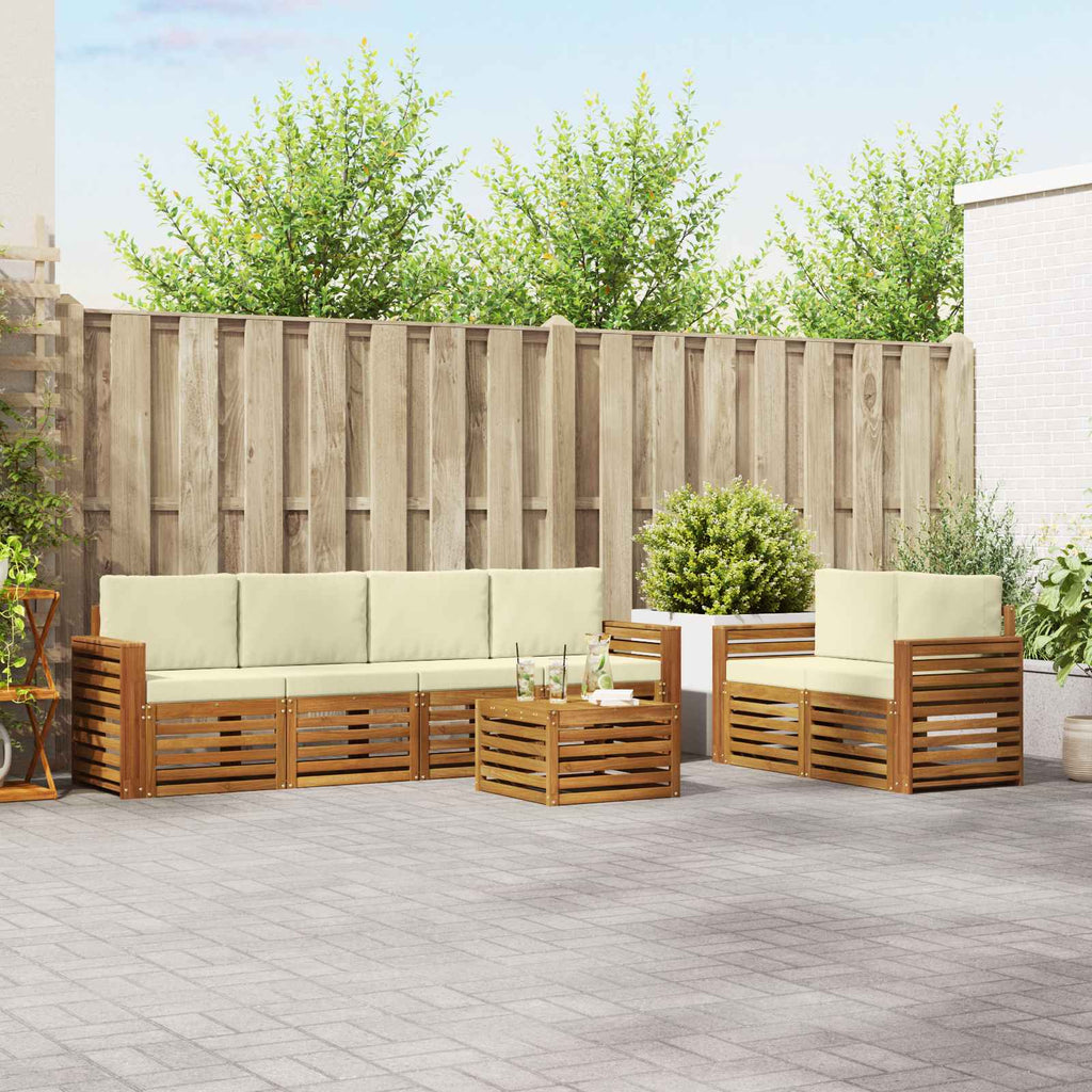 vidaXL Zestaw sof na zewnątrz z poduszką 7 pcs Naturalny i Kremowy