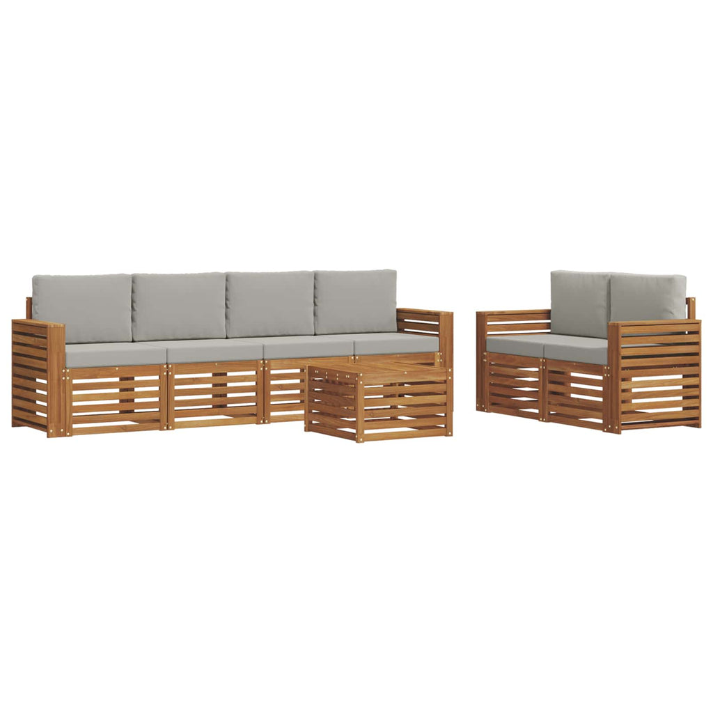 vidaXL Zestaw sof na zewnątrz z poduszką 7 pcs Naturalny i Jasny Szary