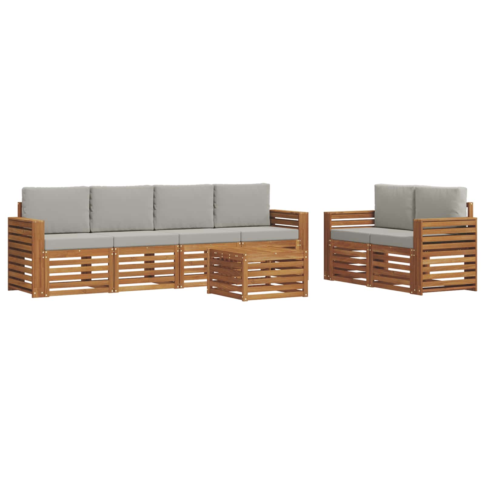 vidaXL Zestaw sof na zewnątrz z poduszką 7 pcs Naturalny i Jasny Szary
