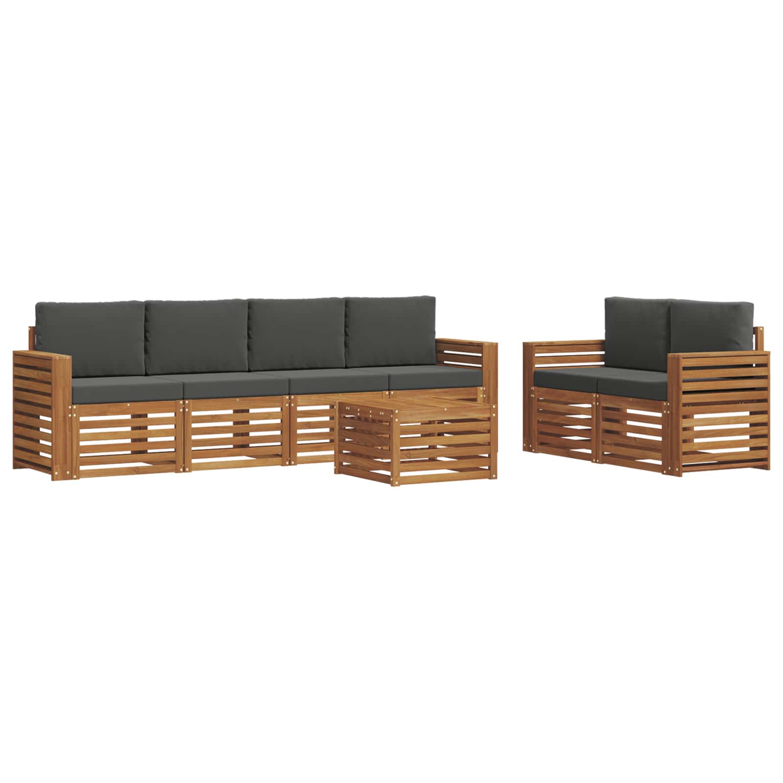 vidaXL Zestaw sof na zewnątrz z poduszką 7 pcs Naturalny i Antracytowy