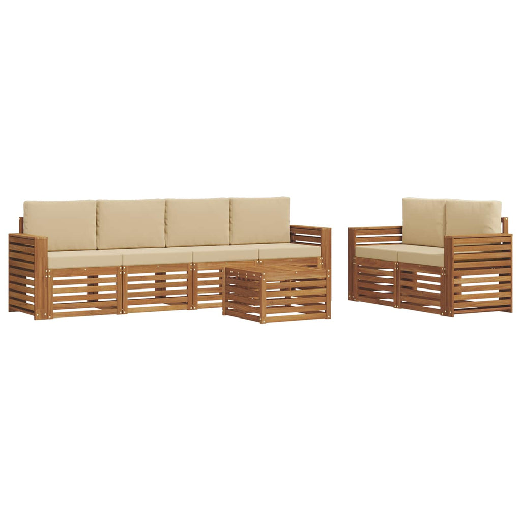vidaXL Zestaw sof na zewnątrz z poduszką 7 pcs Naturalny i Beżowy