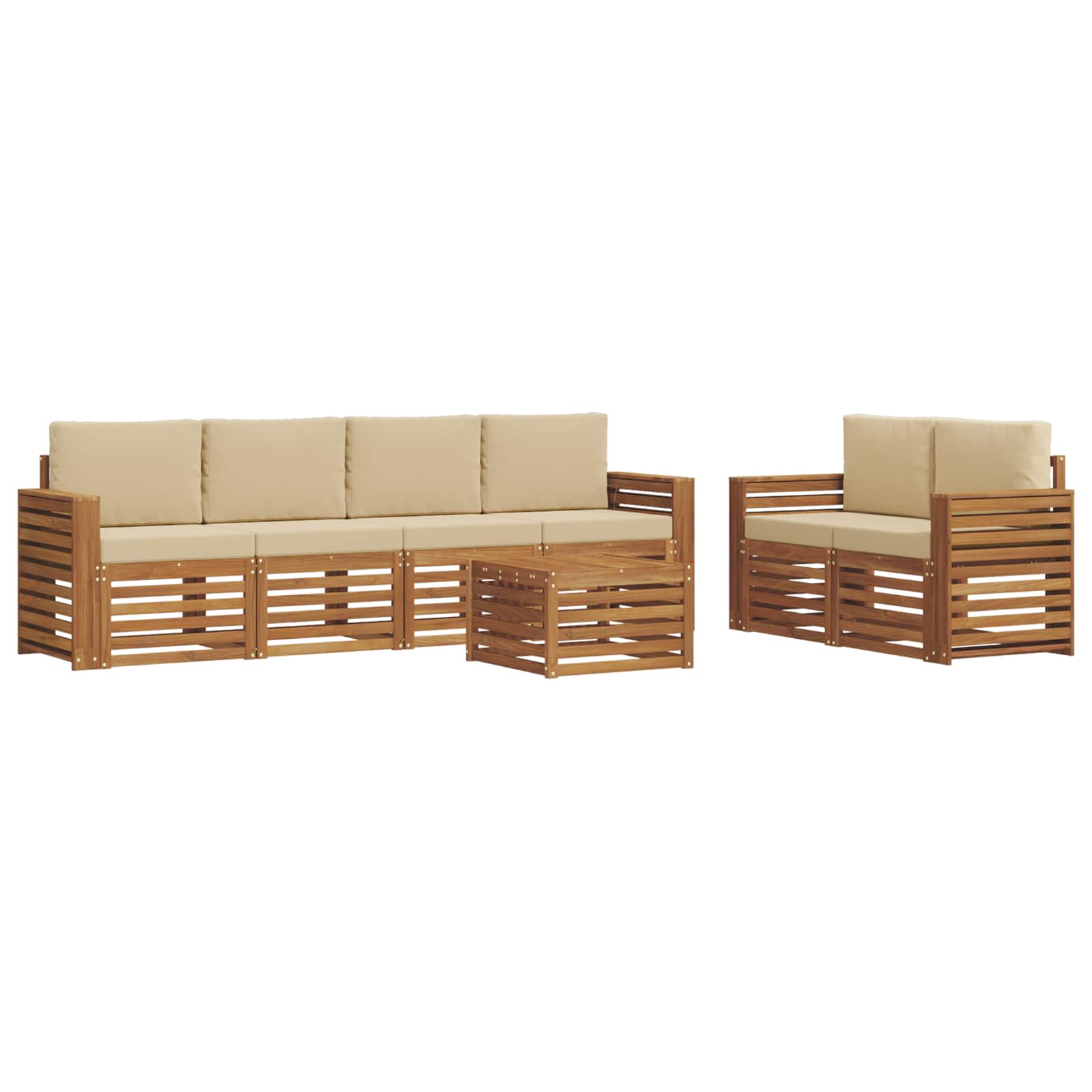 vidaXL Zestaw sof na zewnątrz z poduszką 7 pcs Naturalny i Beżowy