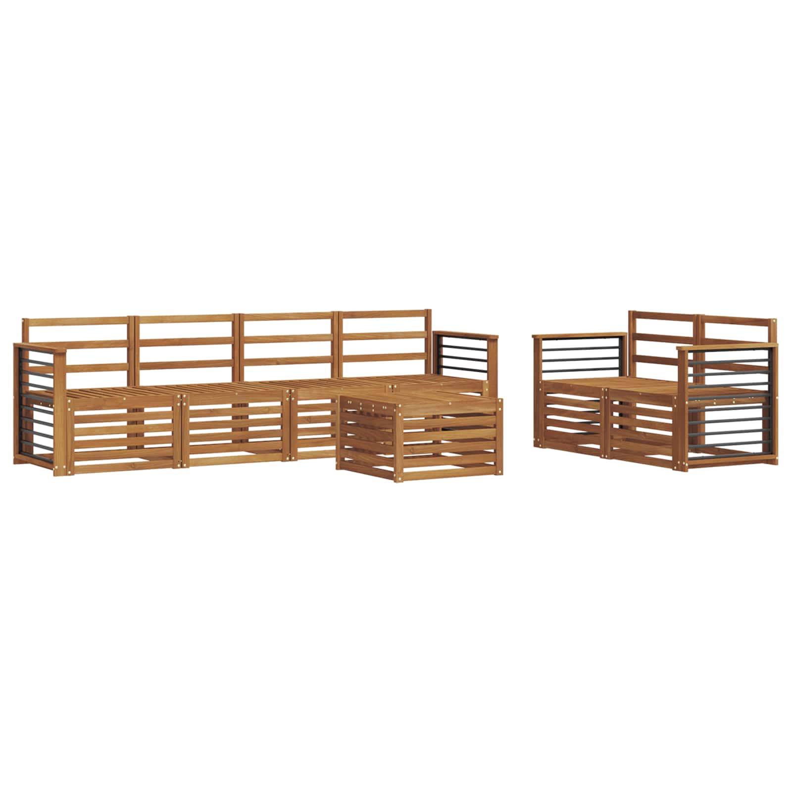 vidaXL Zestawy sof 7 pcs Naturalny Lite Drewno Akacji