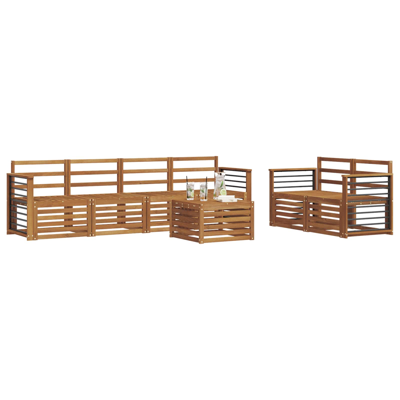 vidaXL Zestawy sof 7 pcs Naturalny Lite Drewno Akacji